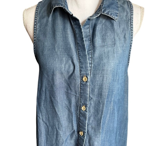 Cloth & Stone Blue Tencel Sleeveless Dress Size Medium - Picture 4 of 17